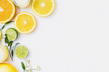 Freshly sliced citrus fruits displayed creatively