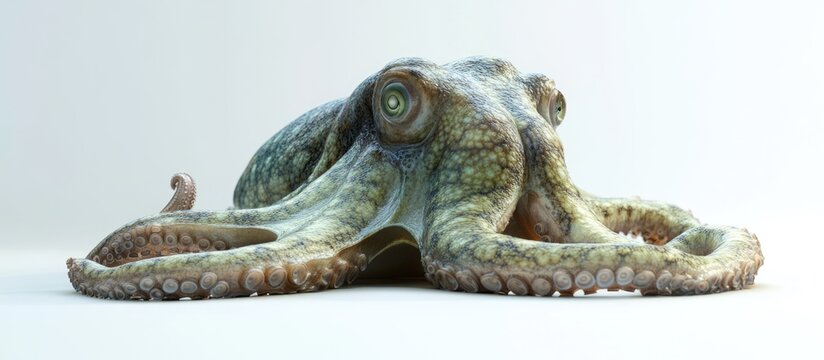 Close-up of a realistic octopus with detailed texture on a white background