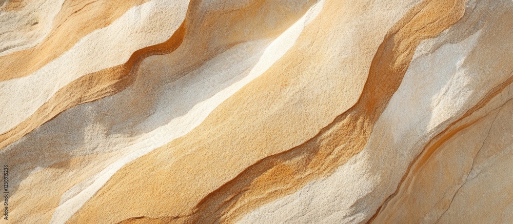 Poster abstract sandstone texture with layered patterns in beige and brown tones, captured from a close-up 
