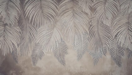 textured palm leaf drawing with subtle earth tones and artistic details for interior decor or wall art design