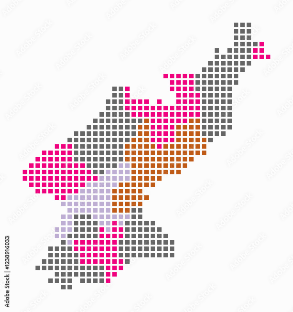 Poster dem. rep. korea dotted map. digital style map of the country on white background. dem. rep. korea sh