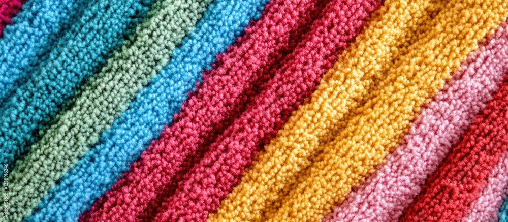 Poster close-up of colorful textured fabric in diagonal stripes pattern