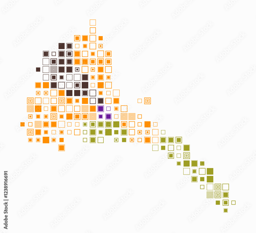 Poster eritrea, shape of the country build of colored cells. digital style map of the eritrea on white back