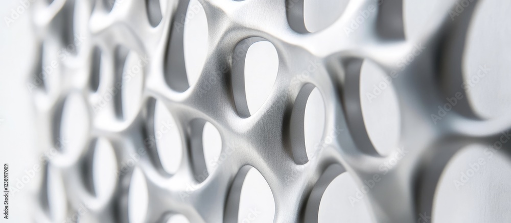 Poster abstract white geometric pattern wall with circular openings and curves