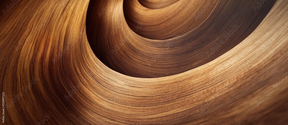 Poster abstract swirling pattern with wood texture and dynamic curves