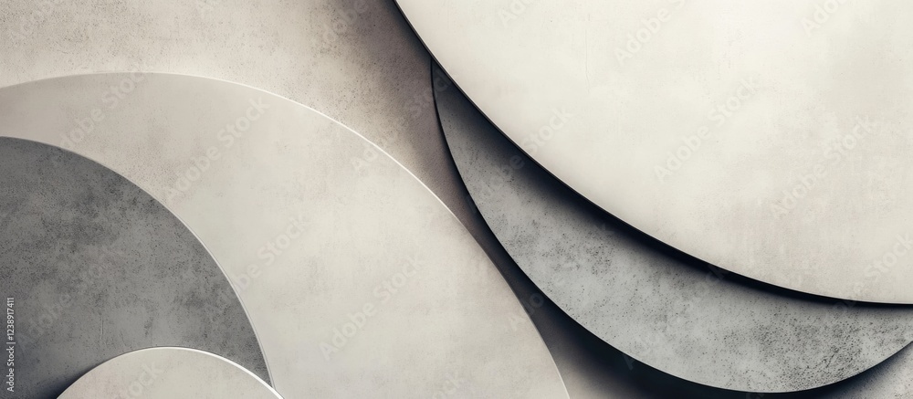 Poster abstract overlapping curved layers in neutral tones with textured surface
