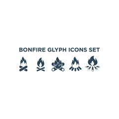 Fototapeta premium Bonfire icons set, event sign vector trendy design template illustration.
