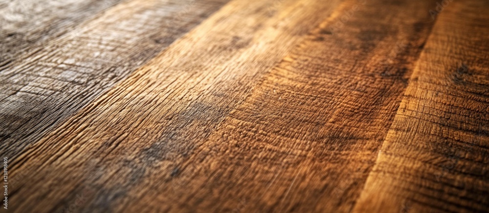 Poster close-up of rustic wooden surface texture with warm lighting and visible grain patterns