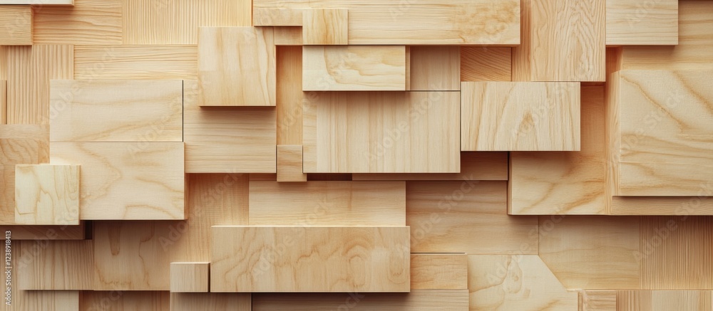 Poster Wooden panels background with stacked rectangular blocks in various sizes arrangement