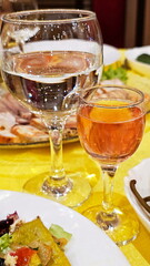 glass of vodka on a festive table