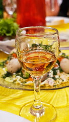glass of vodka on a festive table