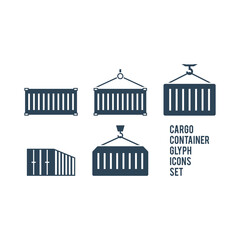 Container icons set, logistic and delivery sign vector graphic. Shipping symbol, cargo container box illustration.