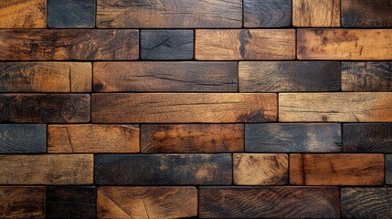 Rustic wooden plank wall texture background with various shades of brown and intricate grain patterns