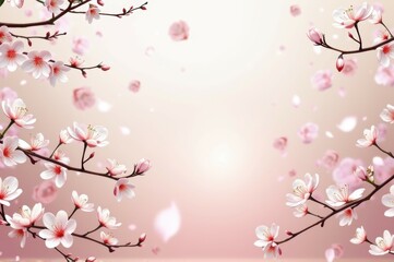 Obraz premium Serene cherry blossoms against soft pink background