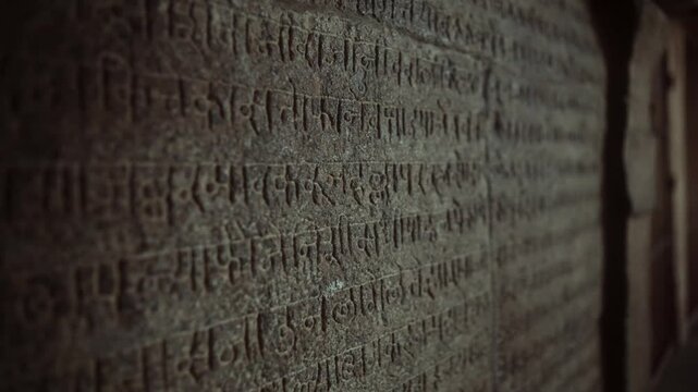 Ancient Temple Inscriptions on Stone Walls &ndash; Thanjavur, South India