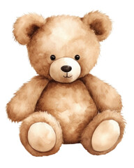 PNG Cute watercolor teddy bear illustration