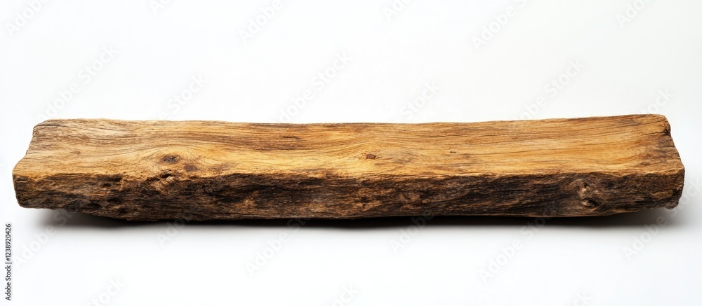 Poster rustic wooden log isolated on white background with texture details