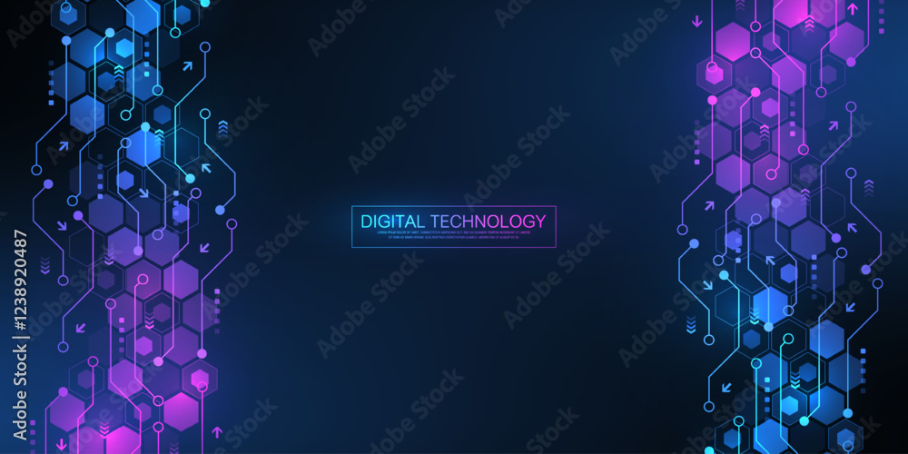 Aufkleber Digital tech motherboard texture design. Software coding. Technology electronic motherboard texture. Engineering and communication concept for header, web banner, website, presentation.