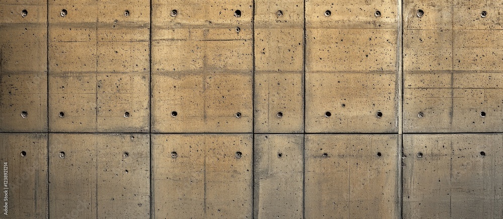 Poster concrete wall with grid pattern and visible texture showing drill holes