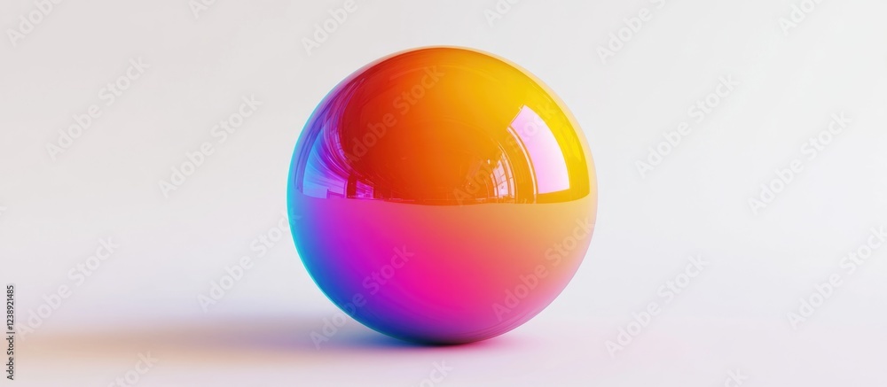 Poster vibrant gradient sphere on white background with subtle reflection