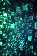 Obraz premium Futuristic Digital Cube Technology Background