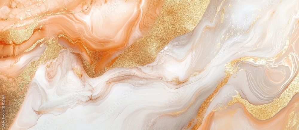 Poster abstract marble texture with gold and peach hues suitable for backgrounds and design projects
