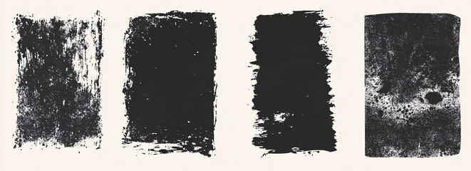 Four grunge texture rectangles in black on light background