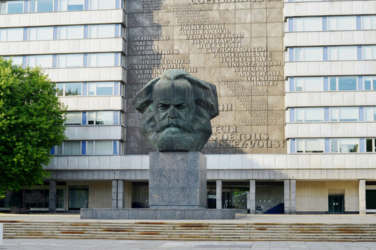 Chemnitz, Germany, the statue of the german philosopher Karl Marx in the center of the town