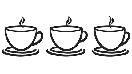 Fototapeta premium Three Cups of Hot Coffee on Saucers
