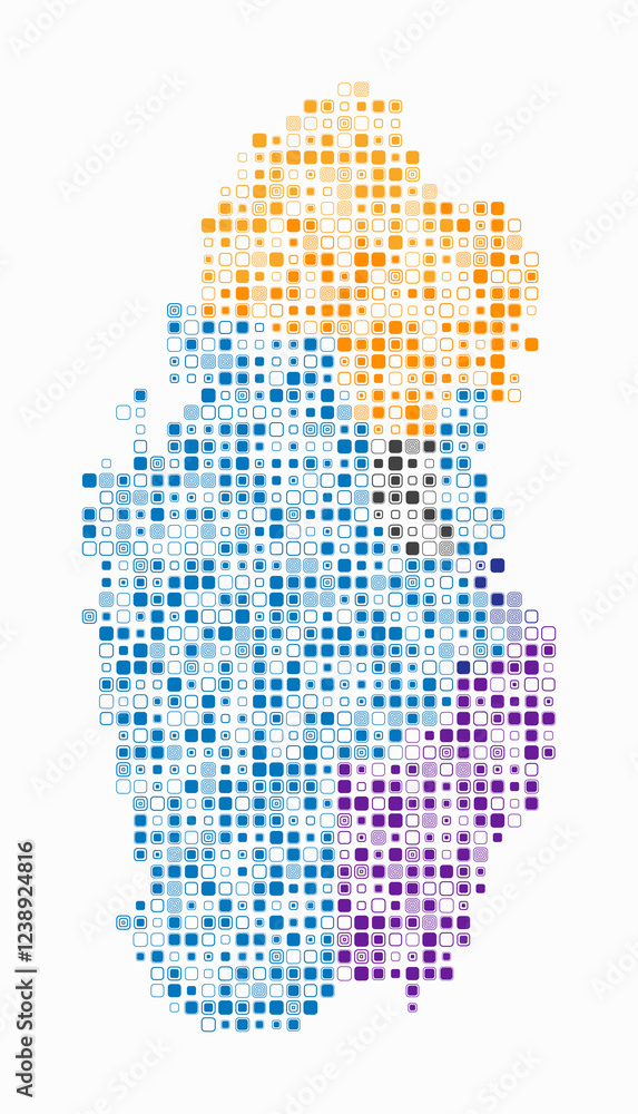 Poster qatar, shape of the country build of colored cells. digital style map of the qatar on white backgrou