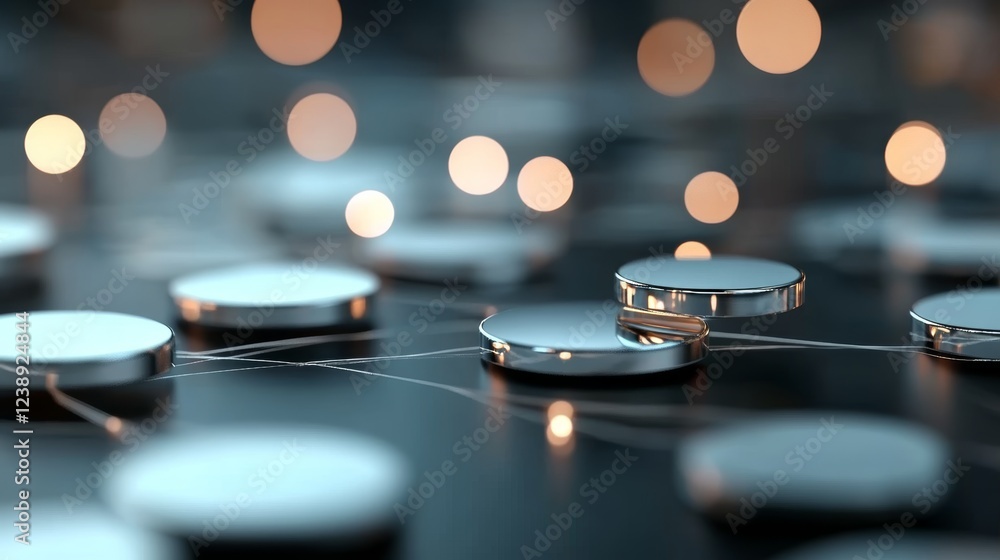 Poster digital background showcasing intricate chaos with reflective elements and warm ambient lighting for