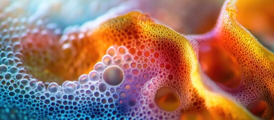 Colorful abstract foam texture with bubbles and gradients in vibrant hues suitable for backgrounds and design with Copy Space.