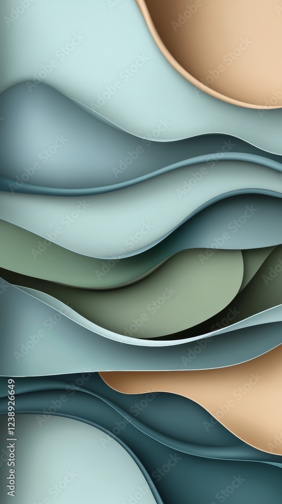 Aufkleber digital background featuring wavy layers showcasing a blend of soft colors for designers to enhance 