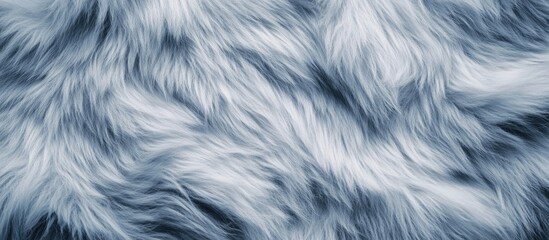 Obraz premium Blue and white fluffy fur texture background with soft and wavy hair strands and Copy Space for text placement