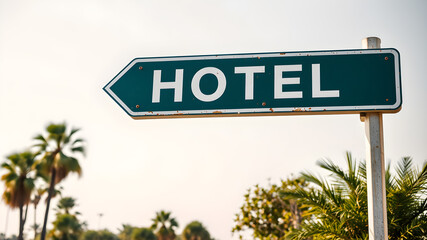 Obraz premium road sign that says hotel. Generative AI