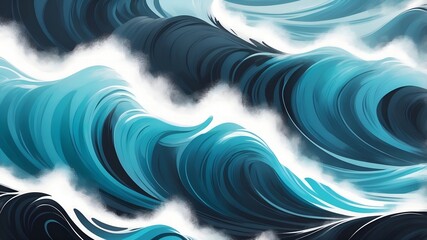 Abstract wave pattern with dynamic blue and white swirls creating a fluid, ocean-inspired design.