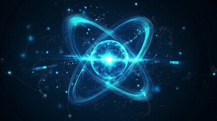 Obraz premium Abstract Atom Design, Futuristic Science Art