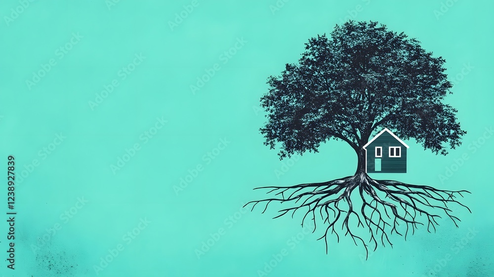 Aufkleber harmonious fusion of nature and architecture - abstract tree house concept