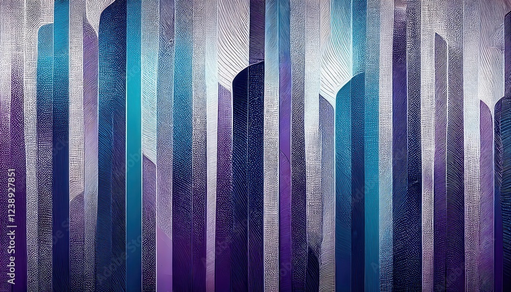 Aufkleber abstract vertical line pattern with textured gradient in blue and purple tones, modern digital background for design and branding

