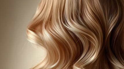 Fototapeta premium Blonde wavy hair texture with copy space for beauty design