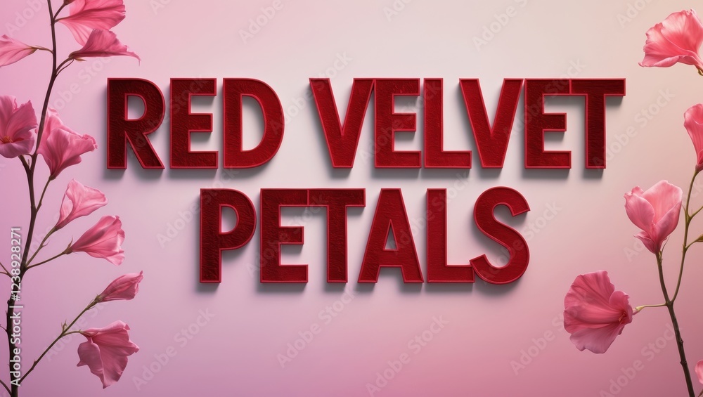 Poster elegant red velvet petals on soft colorful background display