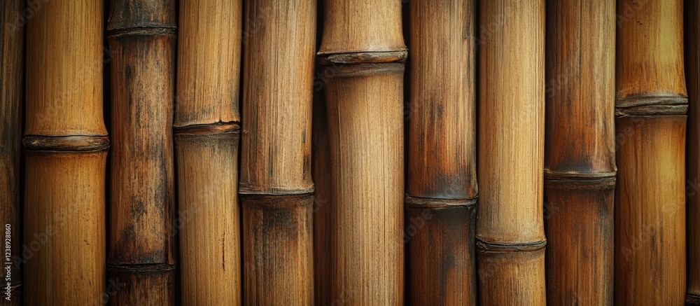 Aufkleber bamboo wall texture background with vertical bamboo stalks in natural colors and patterns suitable f
