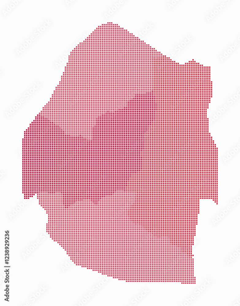 Poster eswatini dotted map. digital style map of the country on white background. eswatini shape with squar