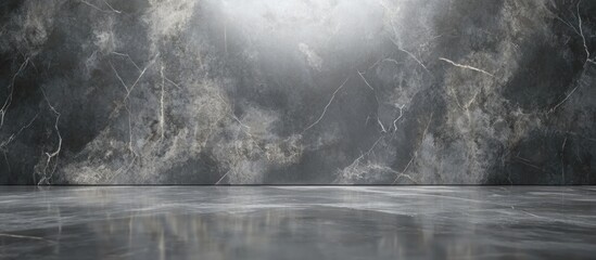 Gray marble texture background with reflective floor and soft light source highlighting the surface Copy Space