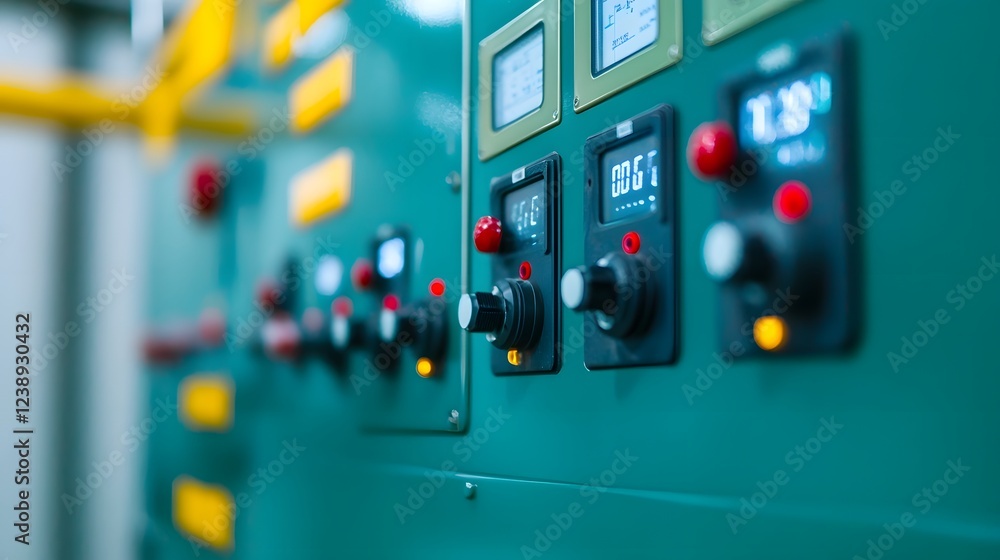 Aufkleber close-up view of desalination machine control panel with digital readouts