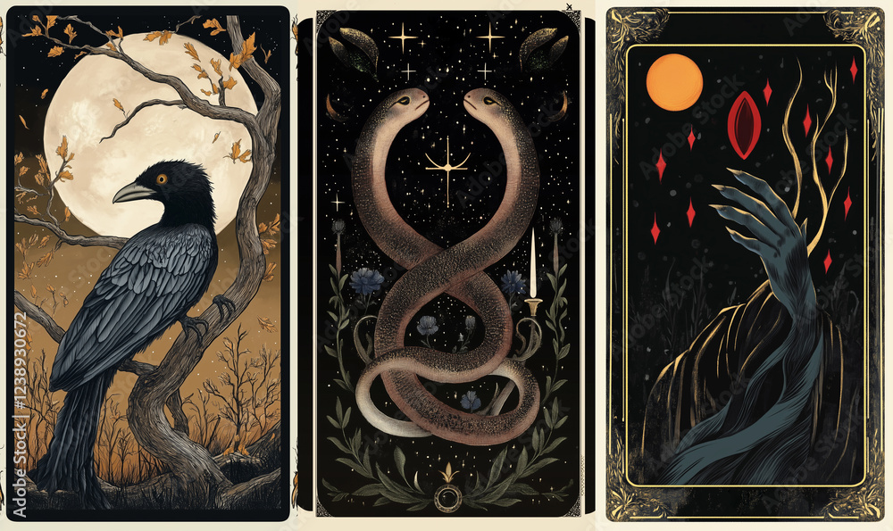 Wall mural tarot illustrations in modern style