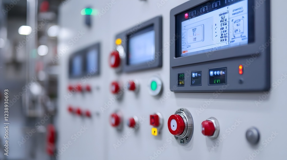 Aufkleber close-up view of a desalination machine's digital control panel with water purity and flow metrics