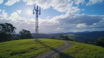 Obraz premium Cell Tower on a Hilltop Rural Landscape