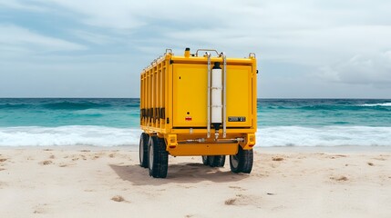 Fototapeta premium Portable Seawater Desalination Unit for Emergency Water Supply on Beach