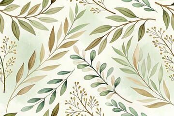 Fototapeta premium Watercolor Leaf Pattern Design